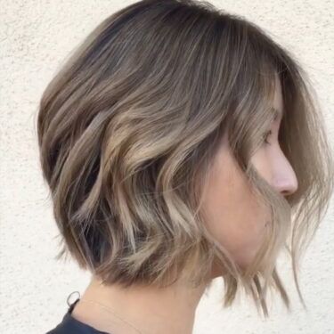 asymmetrical bob with balayage