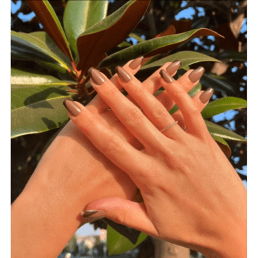 short coffin nails with chocolate brown polish