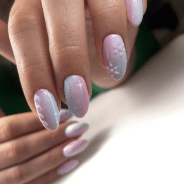 nails with pink and blue shades