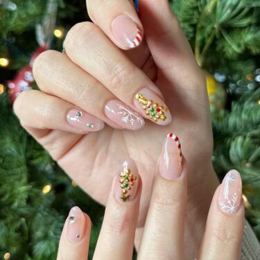 A manicure with Christmas nail designs