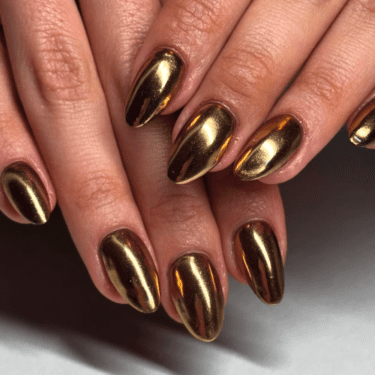 gold chrome nails