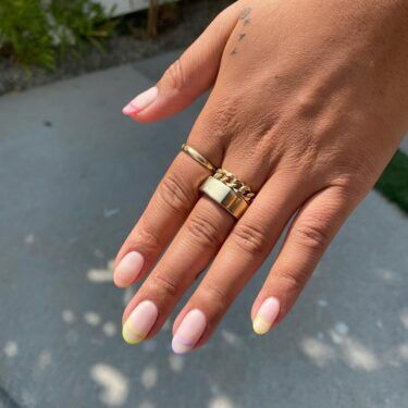 A matte invisible French manicure with pastel colors