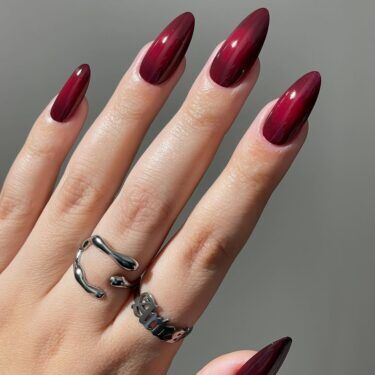 Dark cherry aura nails