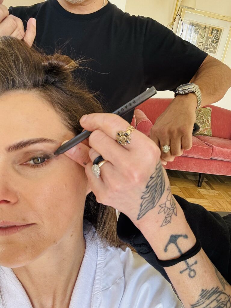 keri russell and tina turnbow prepping for the critics choice awards