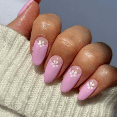 peek-a-boo light purple floral manicure