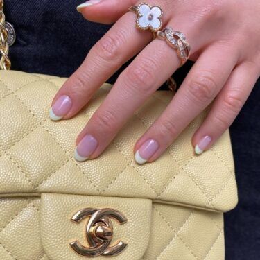 A French manicure with pastel tips