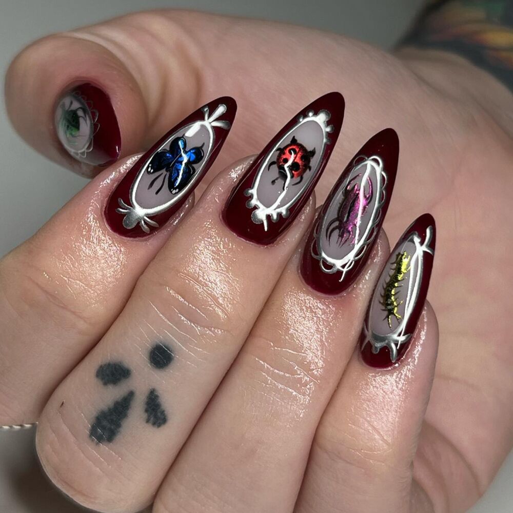 Edgy Stiletto Nails with Negative Space