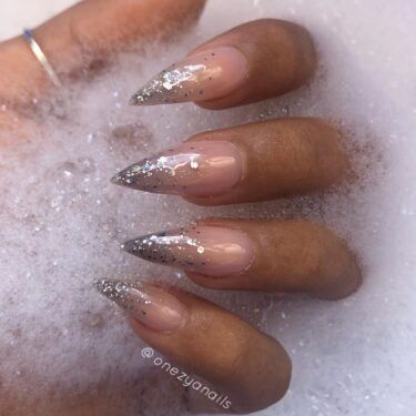 glitter ombre stiletto nails