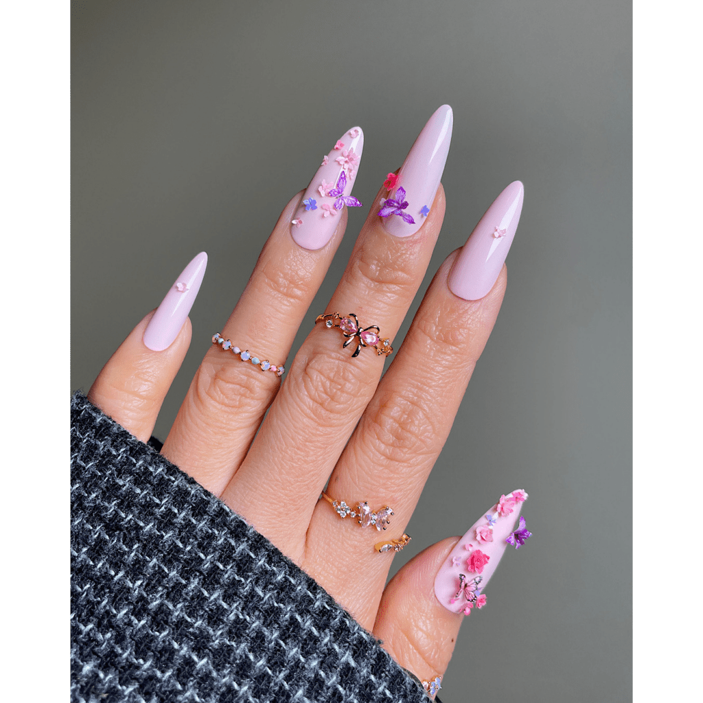 butterfly almondnetto nails