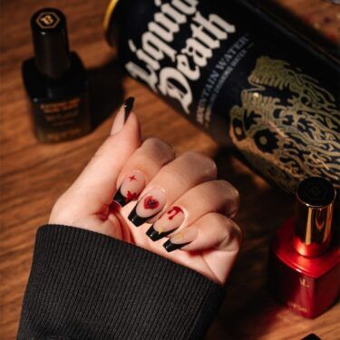 Black French tip nails