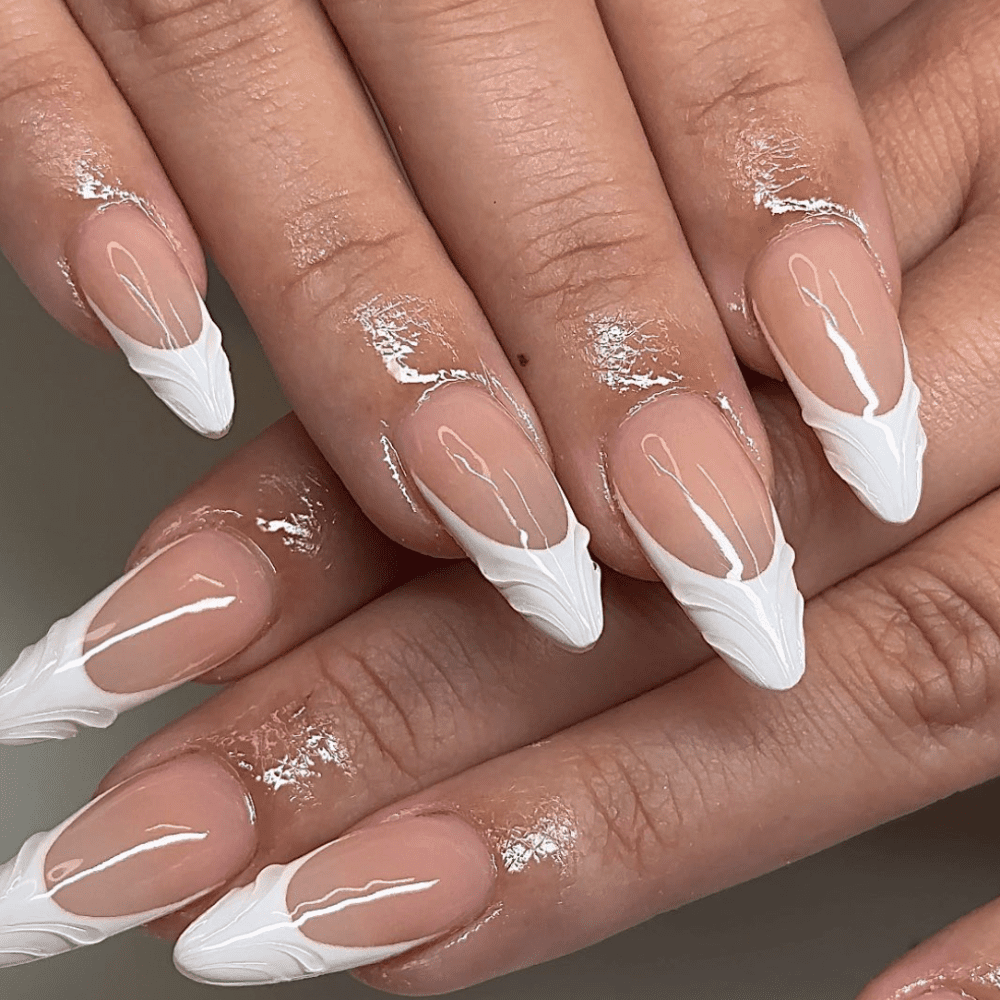 Shimmering 3D Metallic Swirl Acrylic Nails