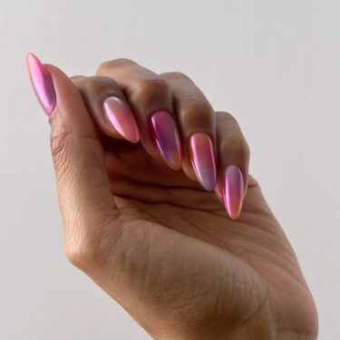 Long nails with multi-color cat eye nail design