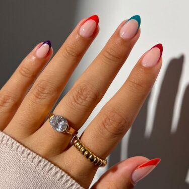 bold colored french manicure