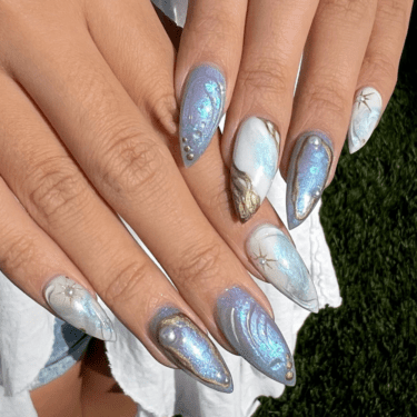 beachy nails by @:alchemyxnails