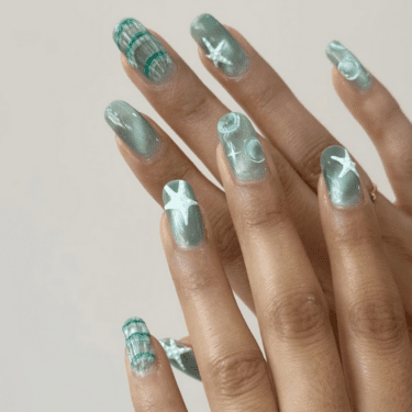 beachy nails by @thehangedit