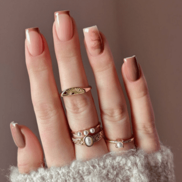iced coffee nails by @nails_by_annabel_m