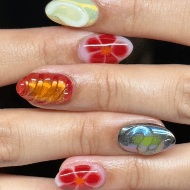 tropical short maximalist nails