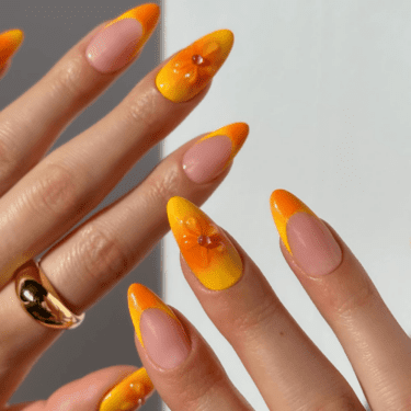 Orange and yellow aura nail design