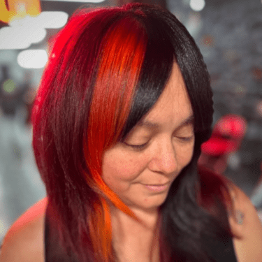 spooky season split dyed hair