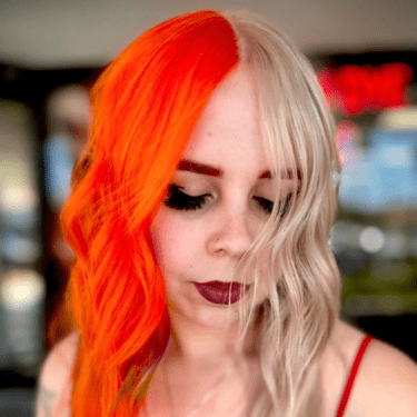 orange and blond split dyed hair