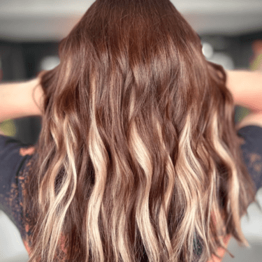 split dyed brunette and blonde