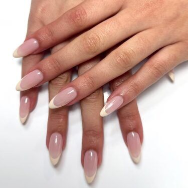 French manicure with cream tips