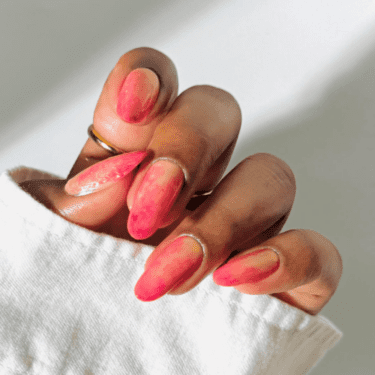 Long nails with red and green polish