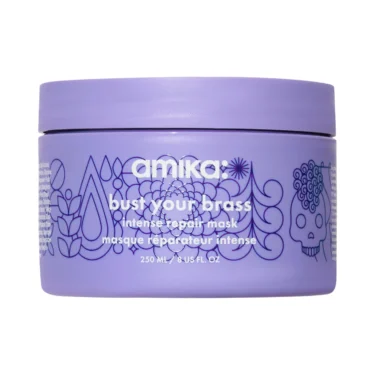 The Greatest Purple Hair Masks for Blonde, Brassy or Grey Hair 1 Amika Bust Your Brass Toning + Strength Repair Mask