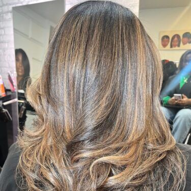 Bronde hair with caramel highlights
