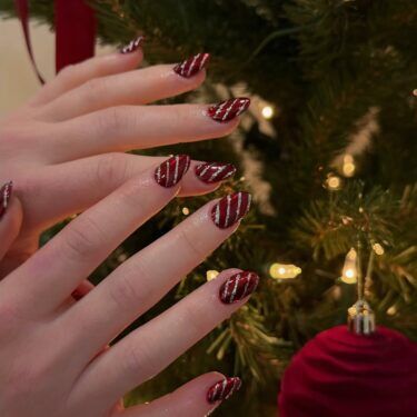 Striped glitter nails for Christmas