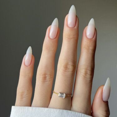 milky white long nails