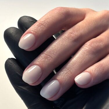 short round milky nails