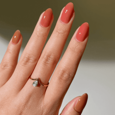 Sheer peach and pink nails