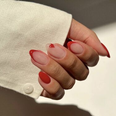 valentines day red french manicure