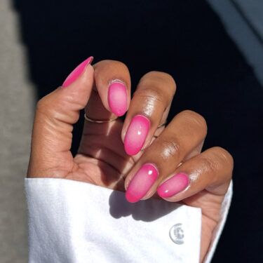hot pink aura nails