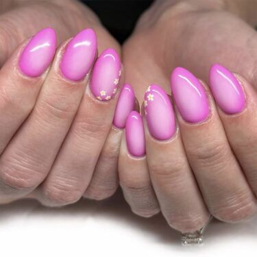 hot pink floral nails