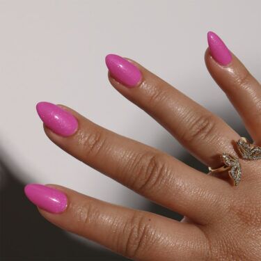 hot pink glitter nails