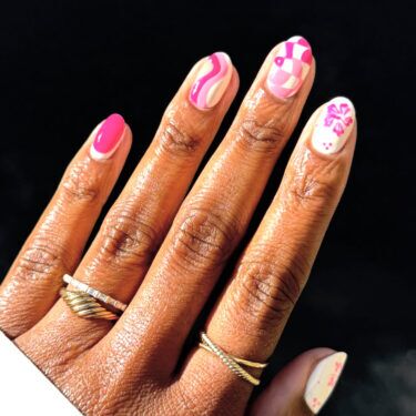 hot pink tropical nails
