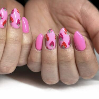strawberry hot pink nails