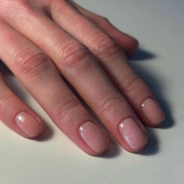 subtle shimmer nude nails