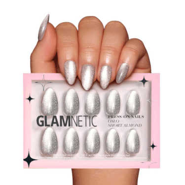 Glamnetic press on nails in silver